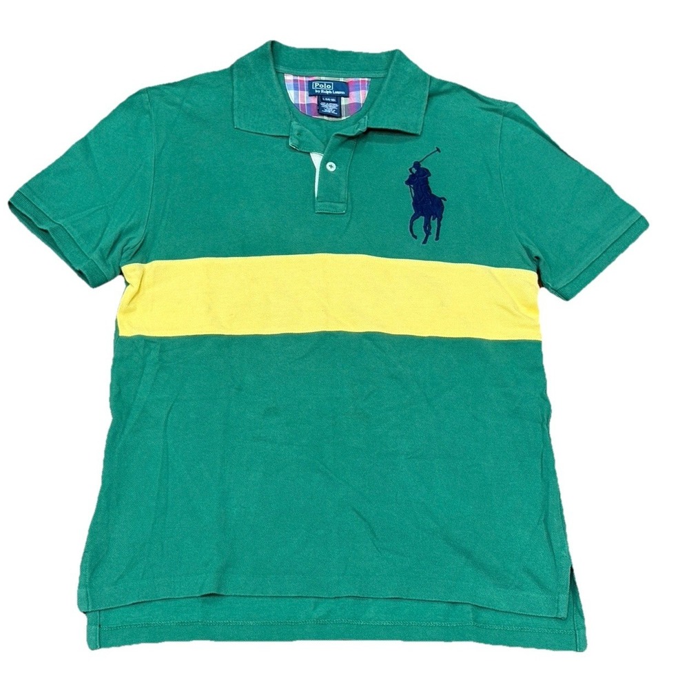Ralph Lauren Big Pony T-shirt Multi Color Kids Boys Size Large 14-16 Blue Pony